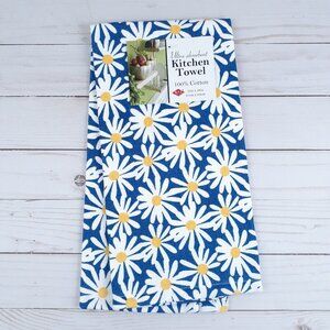 Kitchen Dish Towel Dual Purpose Daisy Daisies Flowers Floral Blue